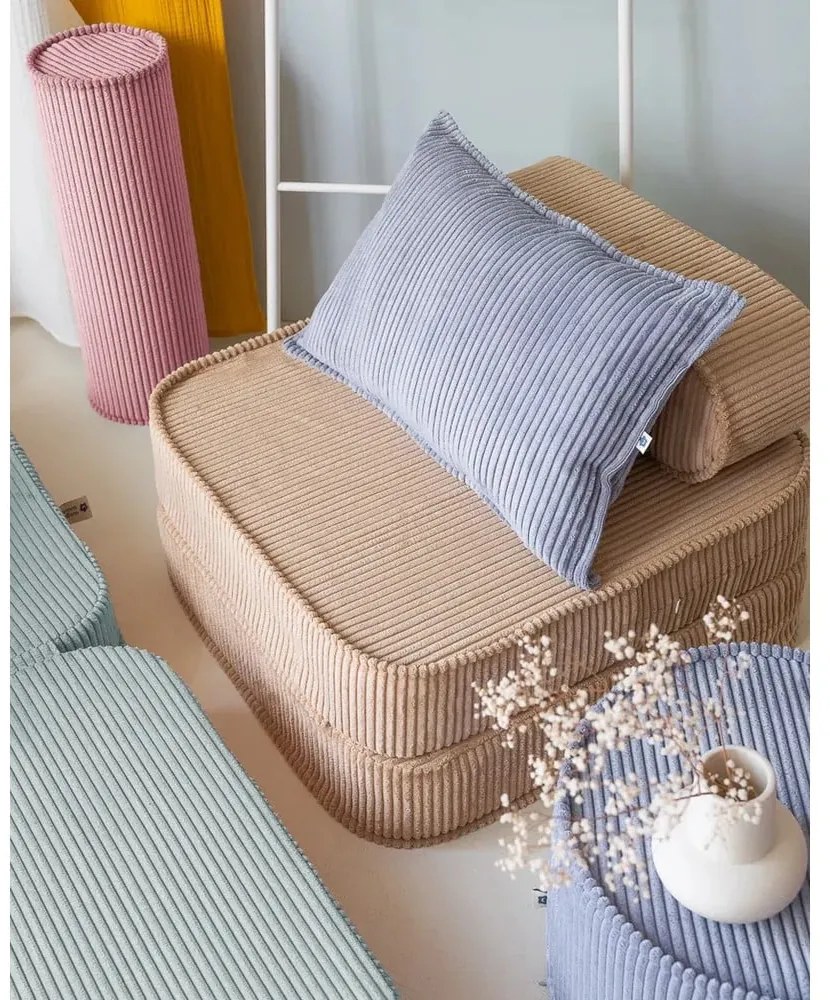 Синя детска възглавница за диван от рипсено кадифе Bolster – Wigiwama