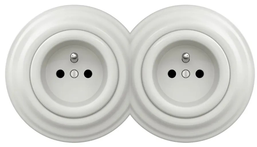 Kliklap - Двойна ретро розетка с рамка 230V бяла