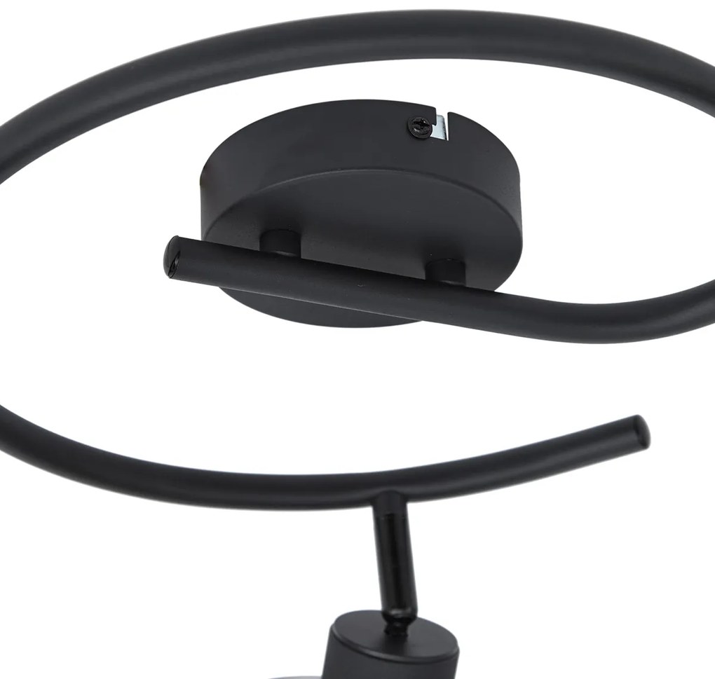 Дизайнерски плафон черен с опушено стъкло кръгъл 3-лампи - Domo