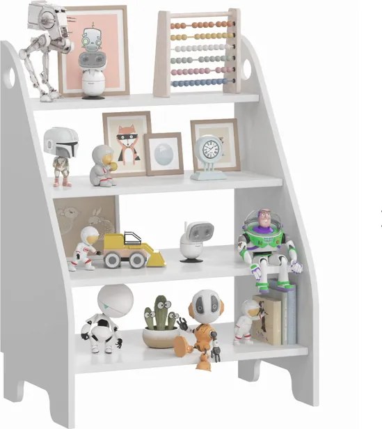 MONTESSORI рафт за книги и детски играчки - бял