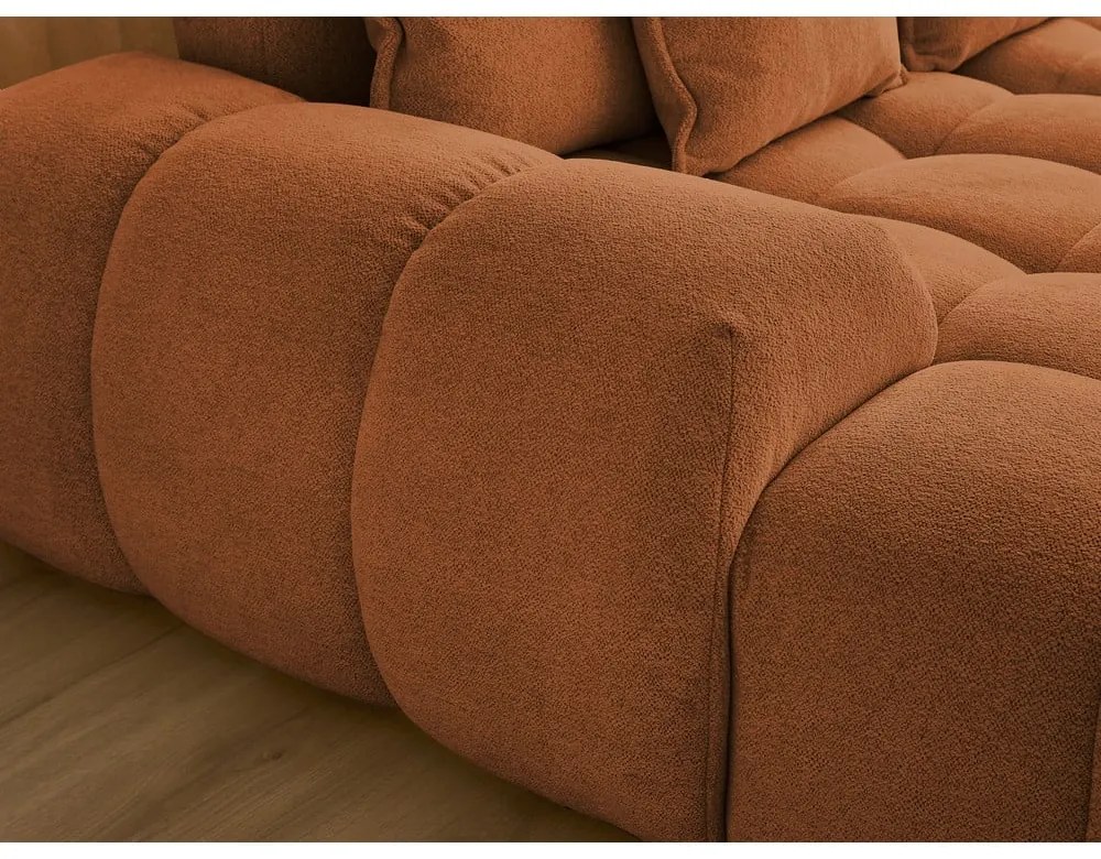 Теракотен шенилов сгъваем/с място за съхранение ъглов диван (десен ъгъл/U форма) Everest – Bobochic Paris