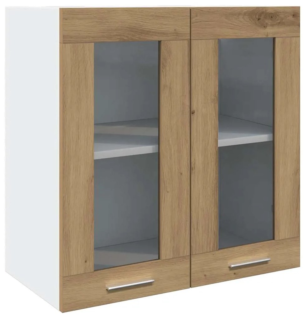 856168 vidaXL Кухненски стенен шкаф "Lyon" със стъклена врата, цвят Artisan Oak, 60x31x60 см