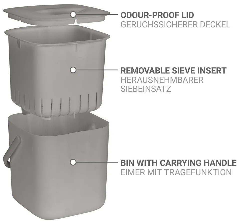 Светлосив контейнер за компостируеми отпадъци 3 l Conny – Wenko