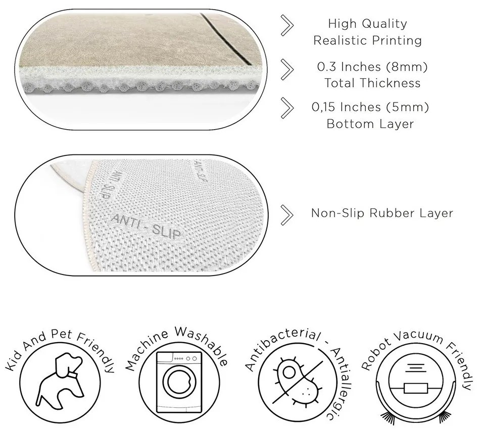 Бежов кръгъл килим подходящ за пране ø 80 cm Simple Lines – Mila Home