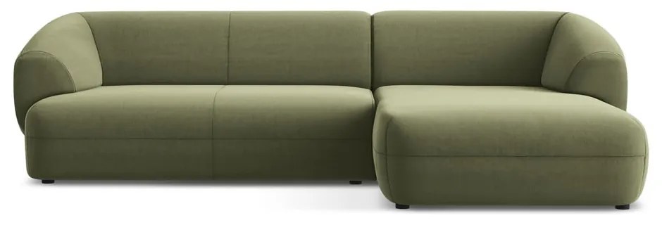 Зелен кадифен ъглов диван (десен ъгъл) Moana – Makamii