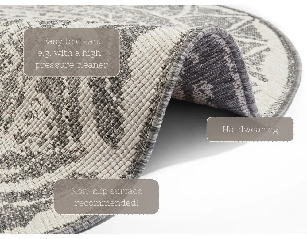 Сив и кремав килим за открито, ø 140 cm Siruma - NORTHRUGS