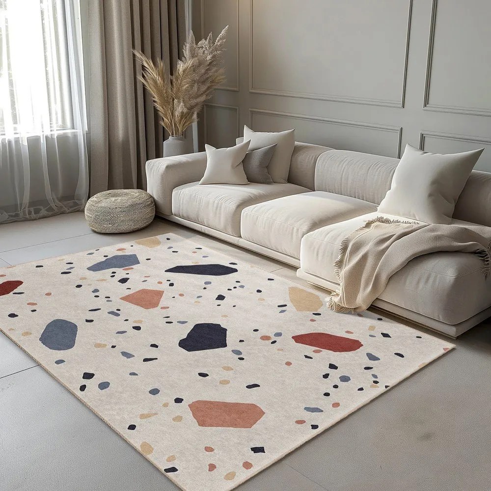 Кремава пътека подходяща за пране 80x200 cm Cracked Terrazzo – Mila Home