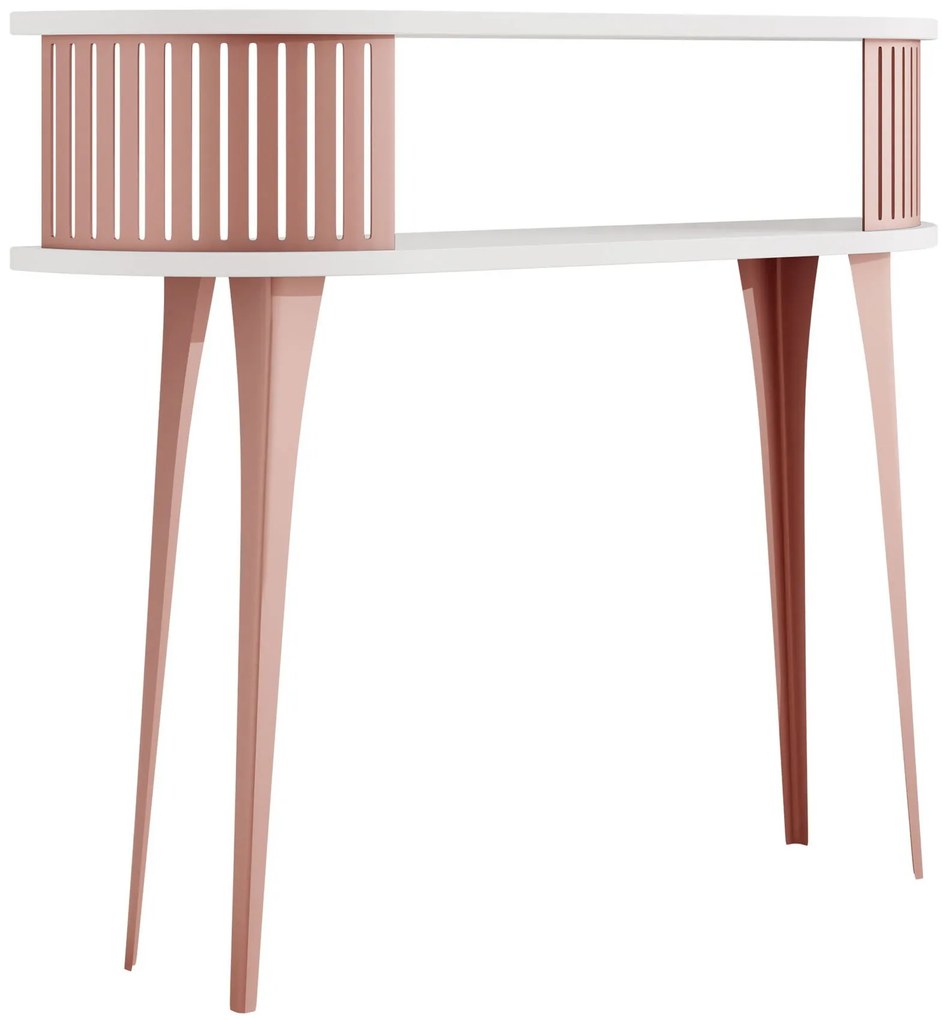 Конзолна маса Roenni Ember-Бяло - Мед