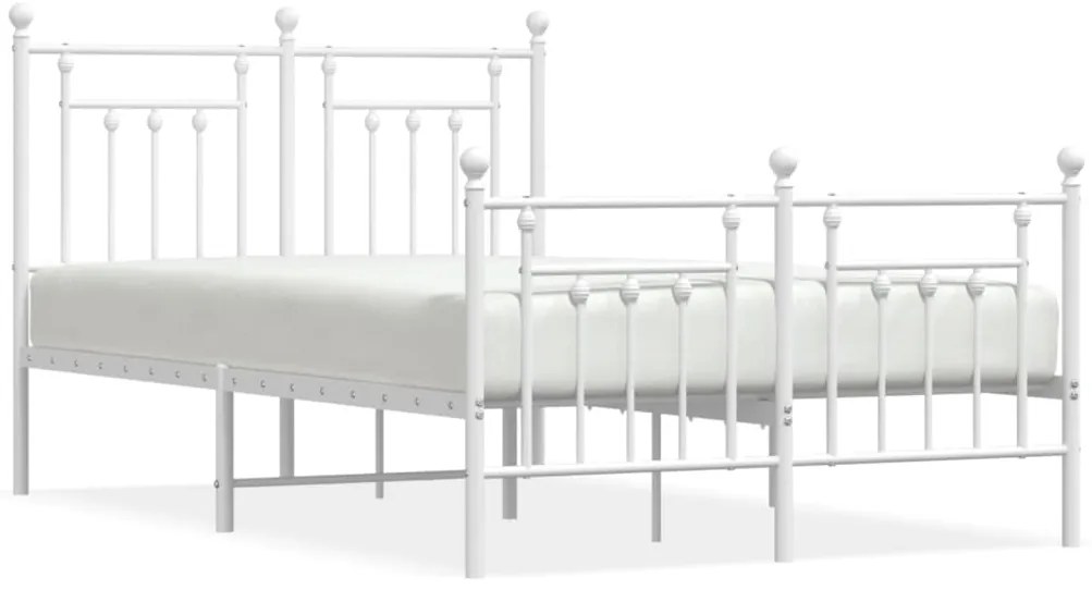 353602 vidaXL Метална рамка за легло с горна и долна табла, бяла, 120x200 см
