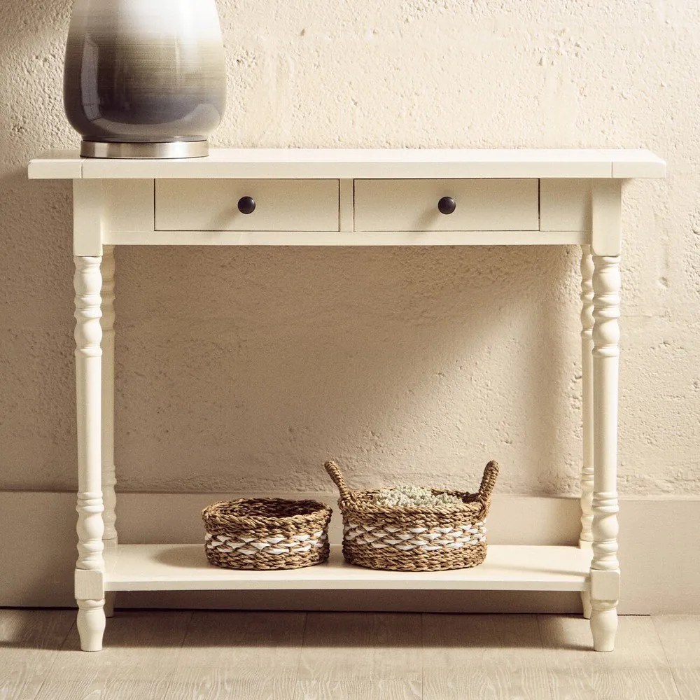 Конзолна маса от масивен бор в цвят слонова кост 35x96 cm Heritage – Premier Housewares