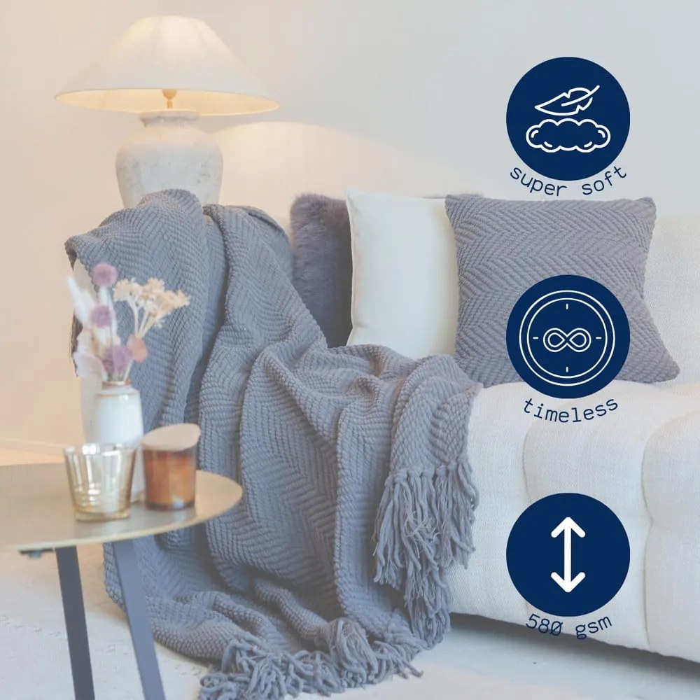 Сиво одеяло от шенил 130x170 cm Renee – Tiseco Home Studio