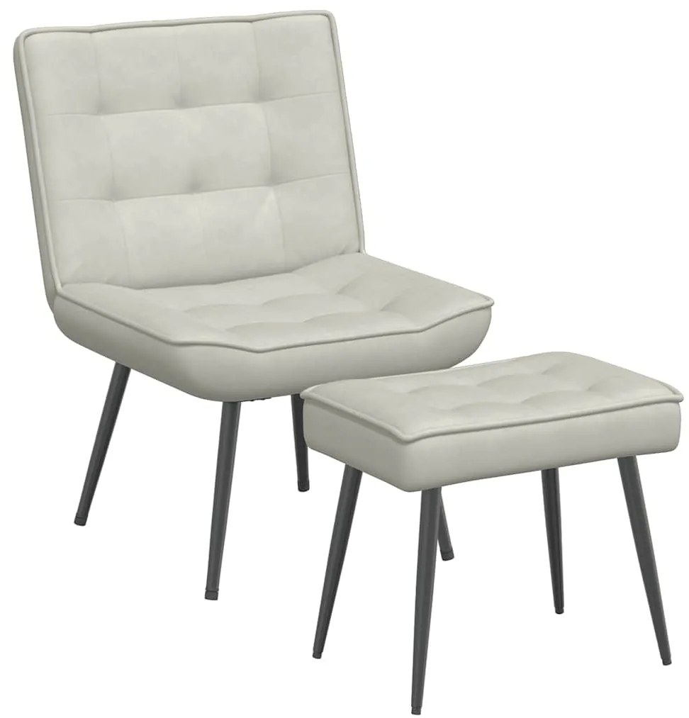 4012335 vidaXL Релаксиращ стол с табуретка Cream Velvet