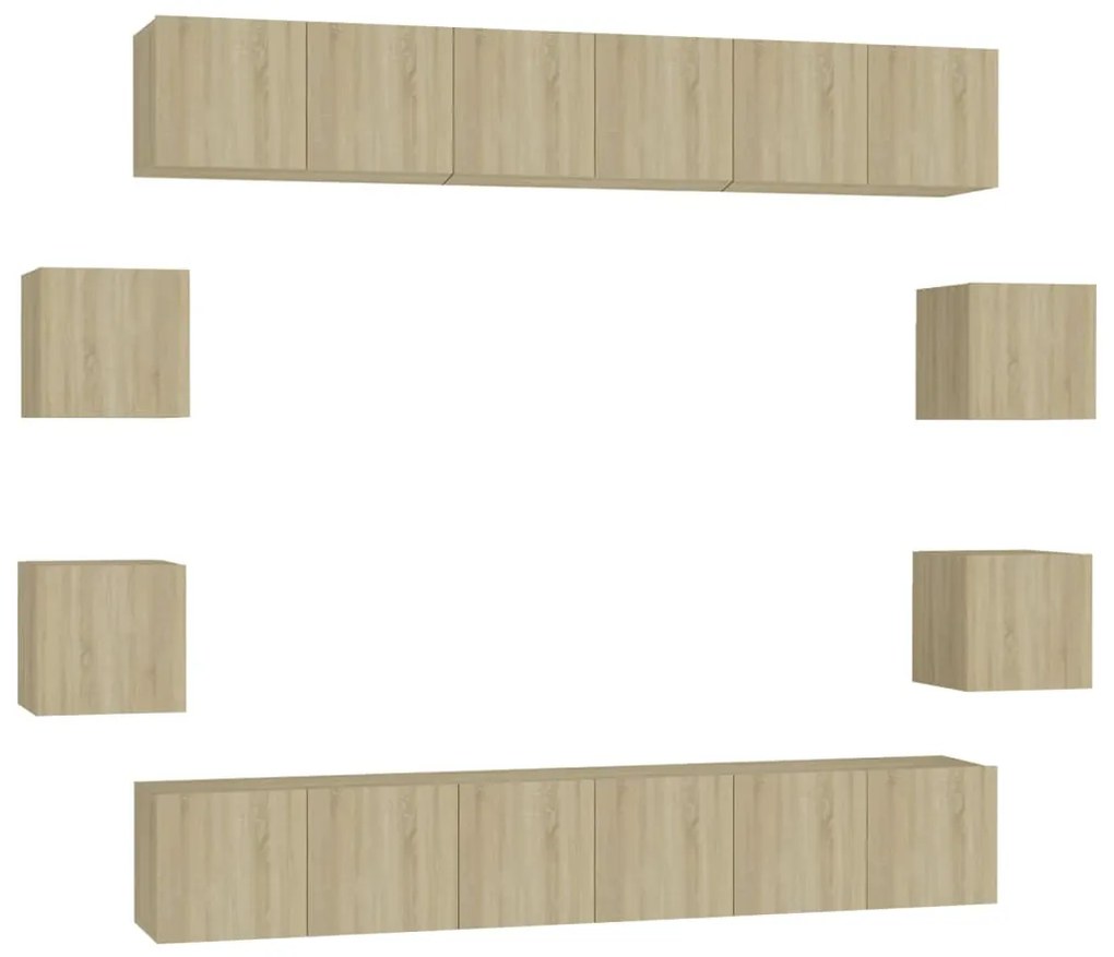 3078962 vidaXL Комплект ТВ шкафове от 10 части, дъб сонома, инженерно дърво