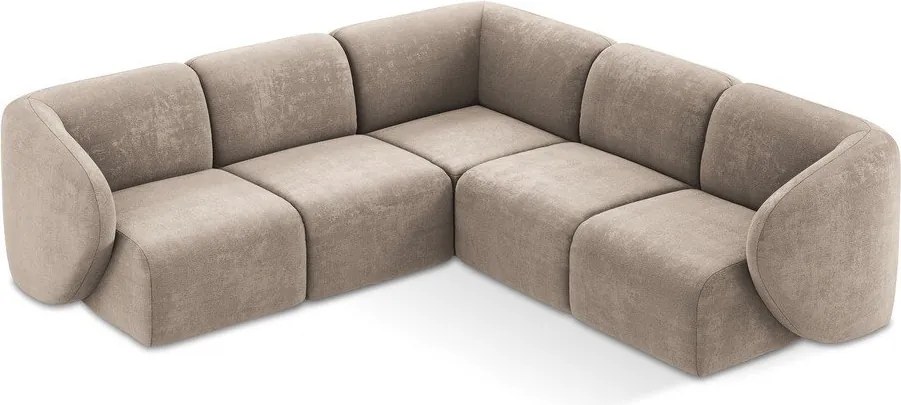 Светлокафяв шенилов ъглов диван Lani – Makamii