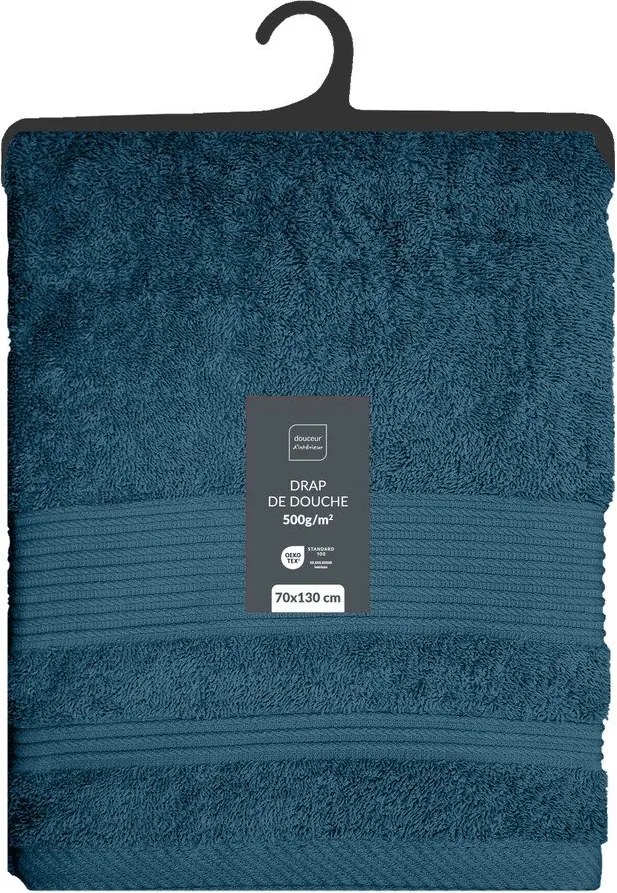 Тъмносиня памучна хавлиена кърпа от тери 70x130 cm Tendresse – douceur d'intérieur