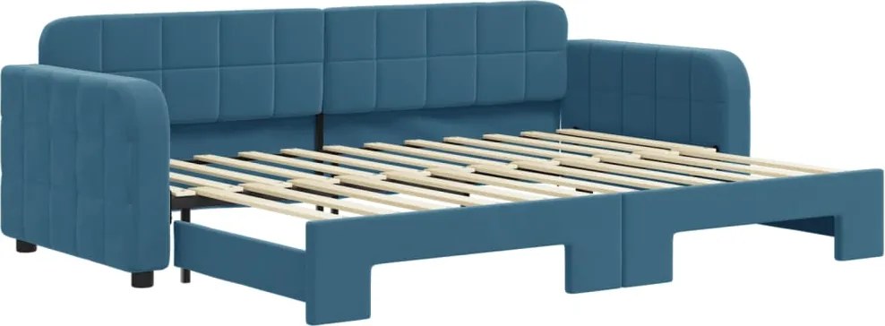 3196921 vidaXL Канапе с изтеглящо разтегателно легло синьо 80x200 см кадифе