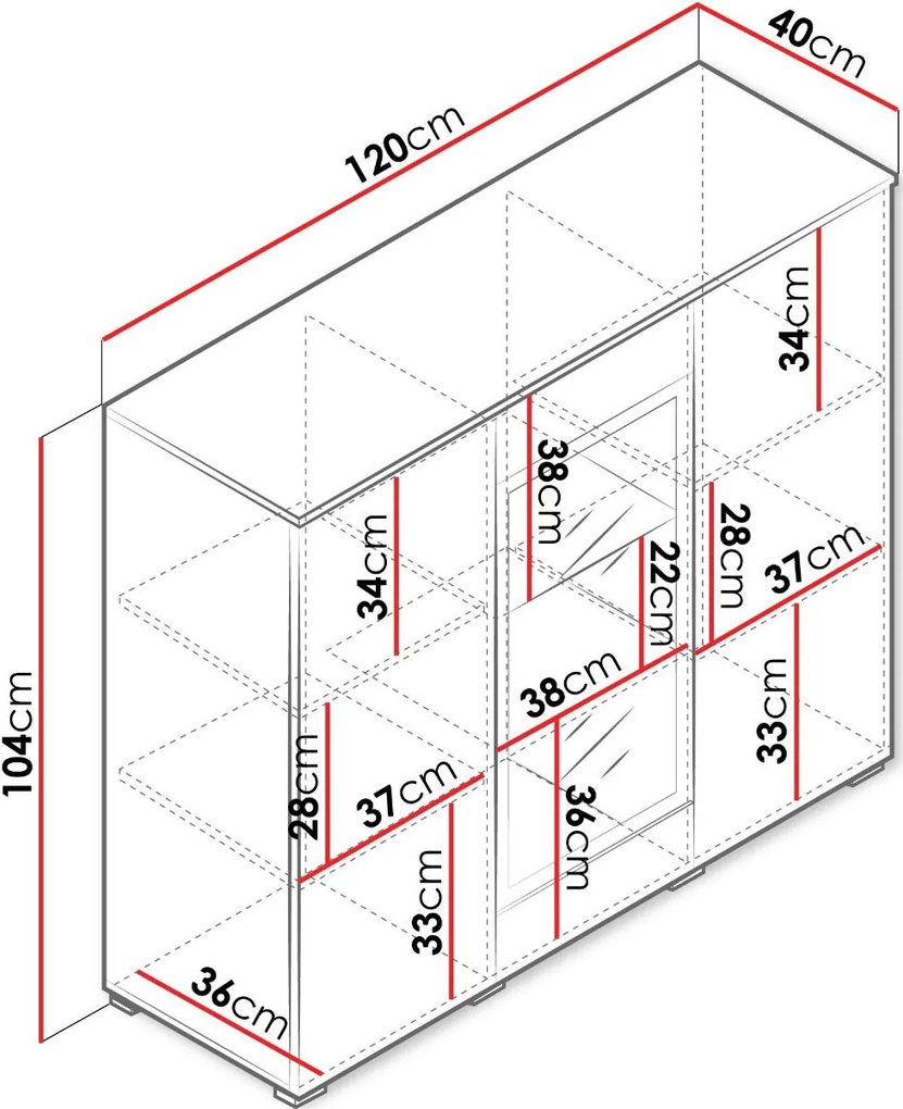 Витрина Vera mini-Черен-Бял лак