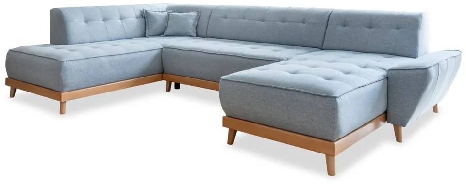 Светлосин U-образен разтегателен диван, ляв ъгъл Dazzling Daisy - Miuform