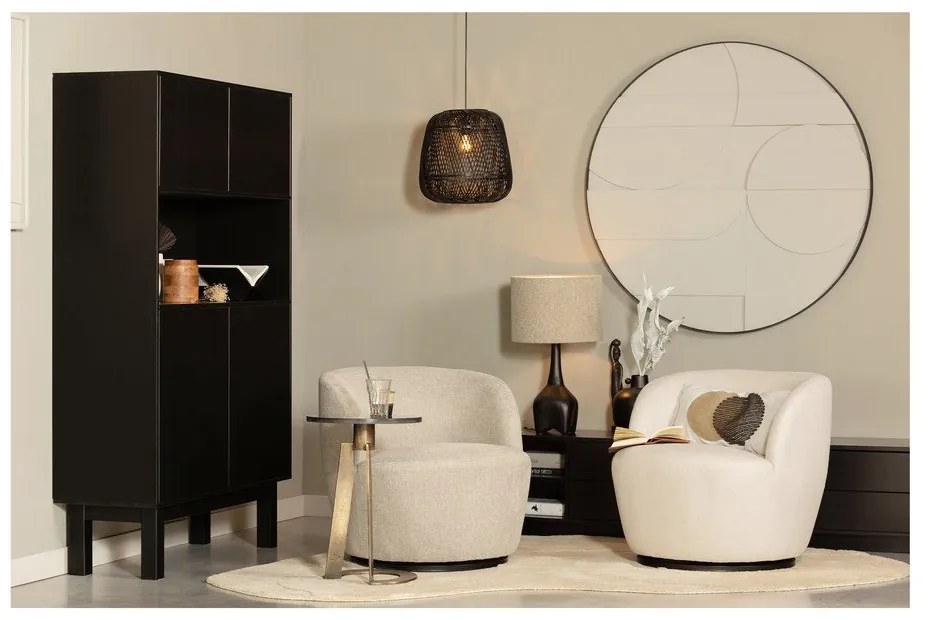 Черен шкаф от борова дървесина 110x170 cm Finca - WOOOD