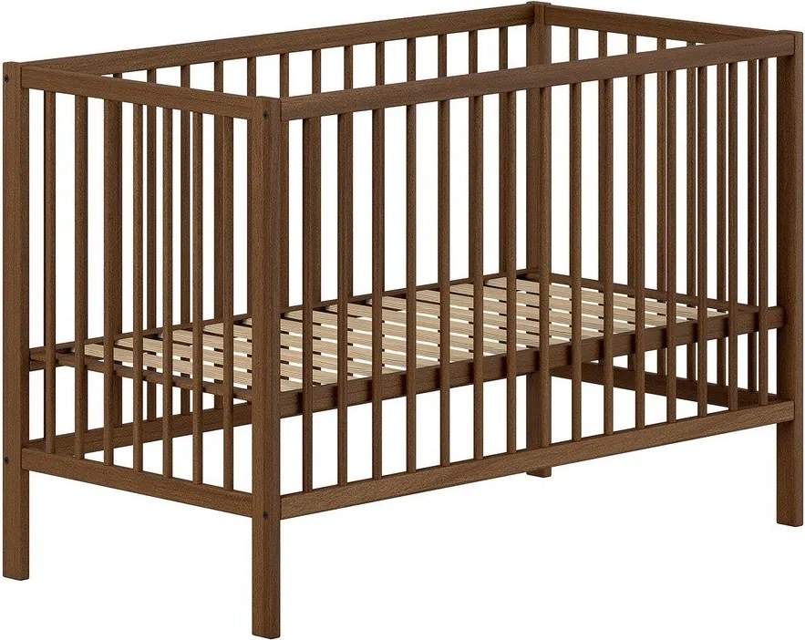 Кафяво детско креватче 60x120 cm от масивен бук с регулируема височина Dino – Vipack