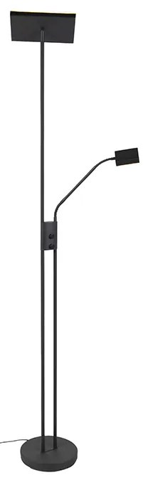 Модерна подова лампа черна с LED и димер с лампа за четене - Jazzy