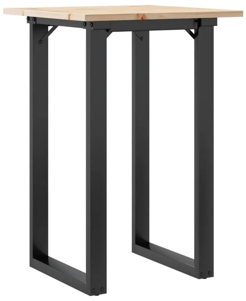 3282669 vidaXL Трапезна маса О-образна рамка 50x50x75 см бор масив и стомана