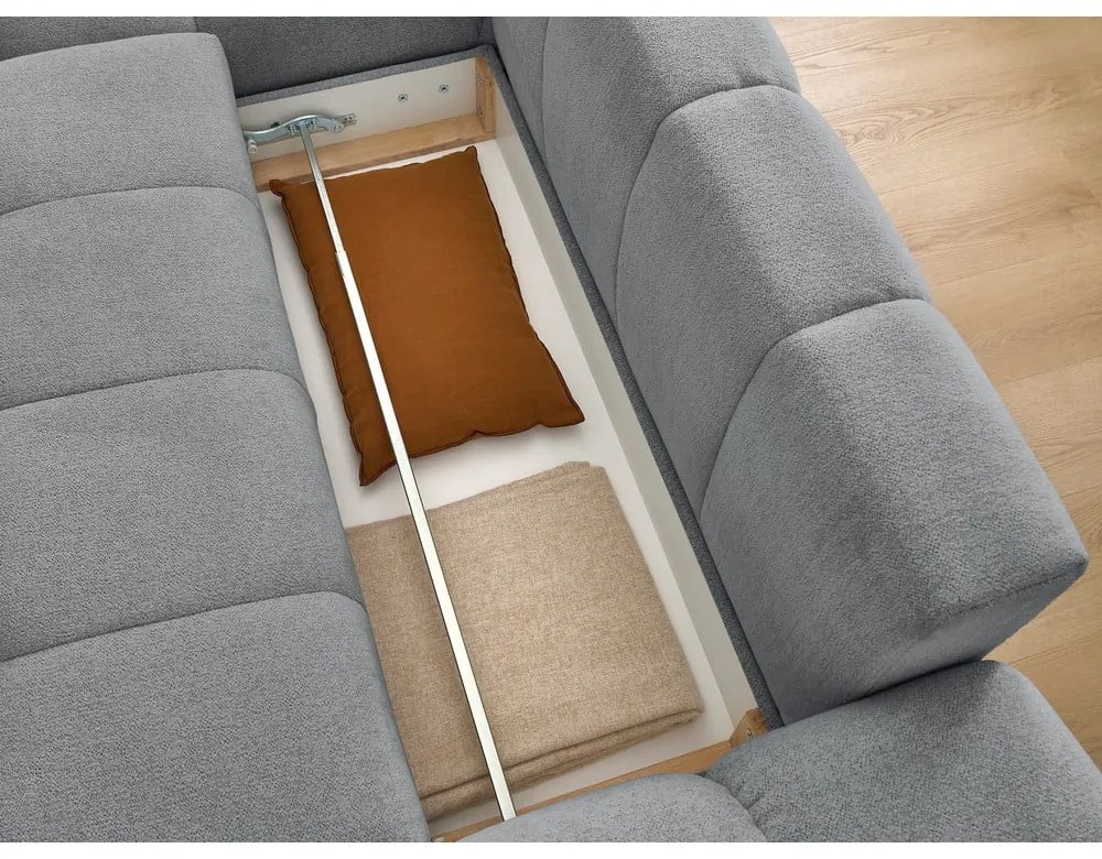 Тъмносив шенилов сгъваем/с място за съхранение ъглов диван (ляв ъгъл) Everest – Bobochic Paris