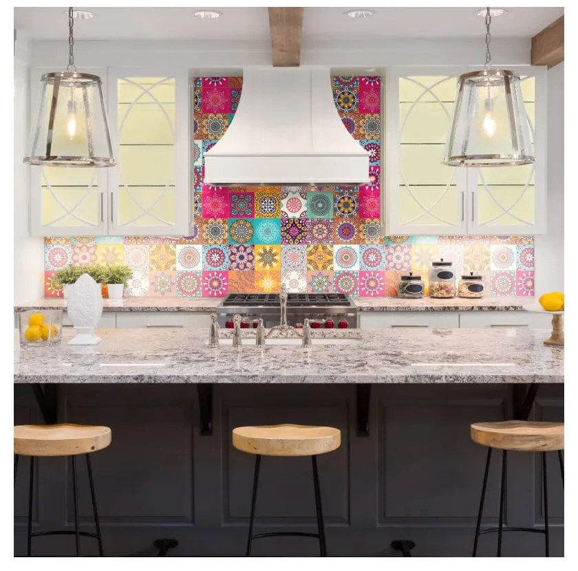 Комплект от 30 стикера за стена Плочки за стена Azulejos , 15 x 15 cm Mariska - Ambiance