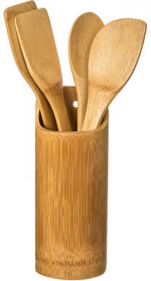 Сет кухненски принадлежности 5Five, 4+1, Бамбук