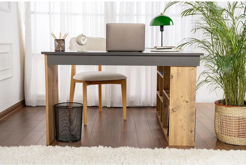 Работна маса с боров декор 120x130 cm Vesper – Kalune Design