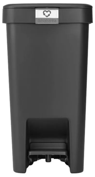Кош за боклук с педал Brabantia StepUp 1008476, 10 л, Екологични материали, Голям отвор, Тъмносив