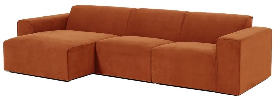 Оранжев ъглов диван от велур (ляв ъгъл) Sting - Scandic