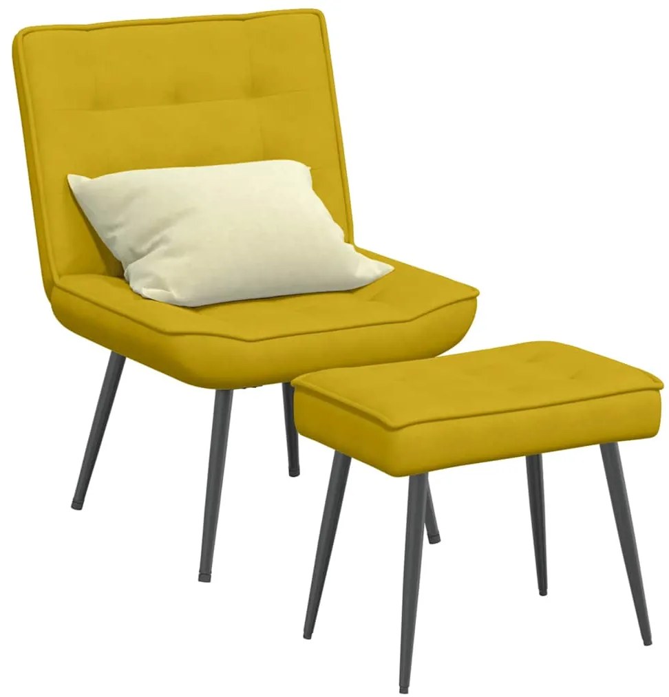 4012333 vidaXL Релаксиращ стол с табуретка Жълто кадифе