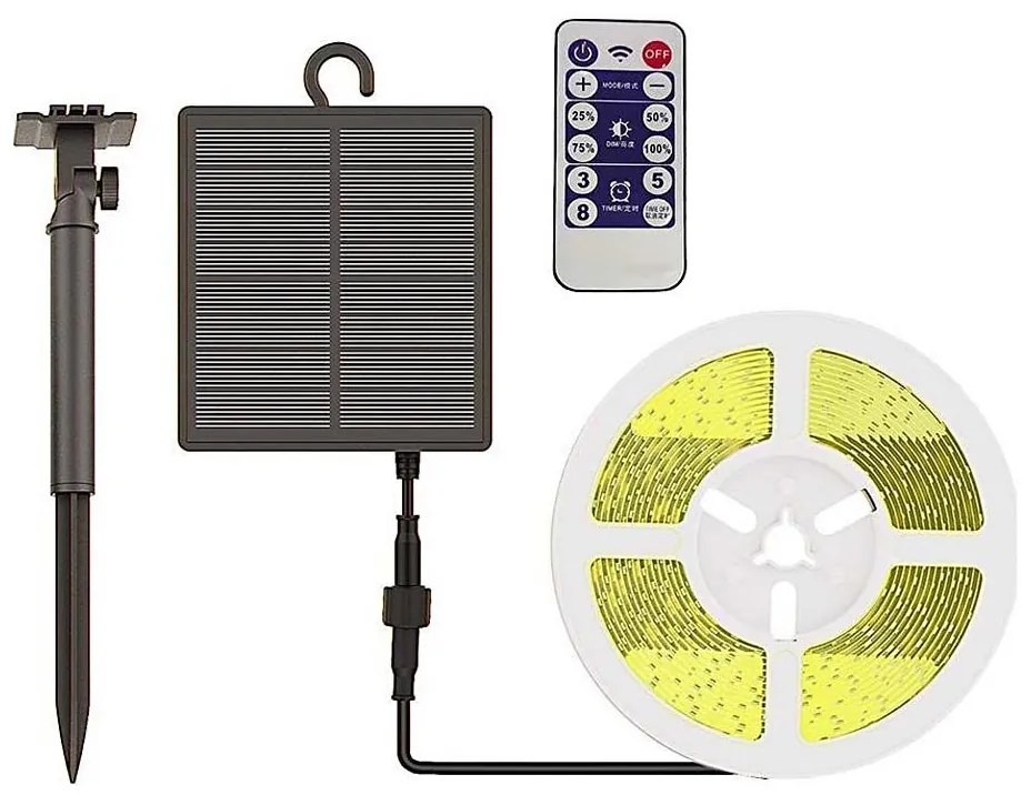 LED Димируема соларна лента LED/1,2W/3,7V 3000K IP67 5m