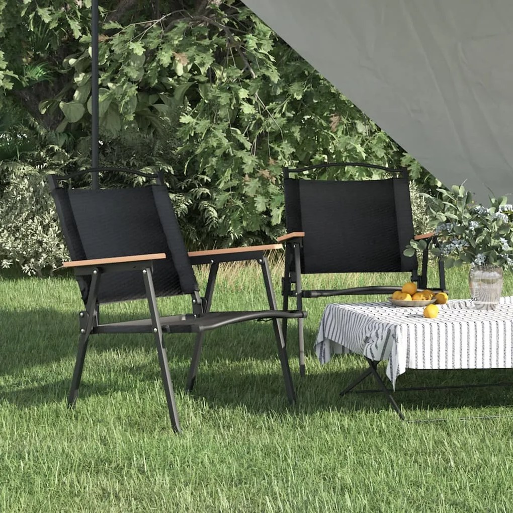 Sonata H Къмпинг столове 2 бр черни 54x55x78 см Оксфорд плат