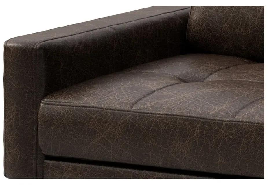Тъмнокафяв ъглов диван от естествена кожа с тапицерия, десен ъгъл Musso - MESONICA