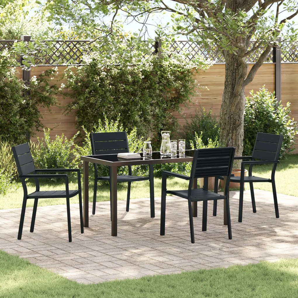 Sonata H 5 части комплект градински мебели Черен HDPE
