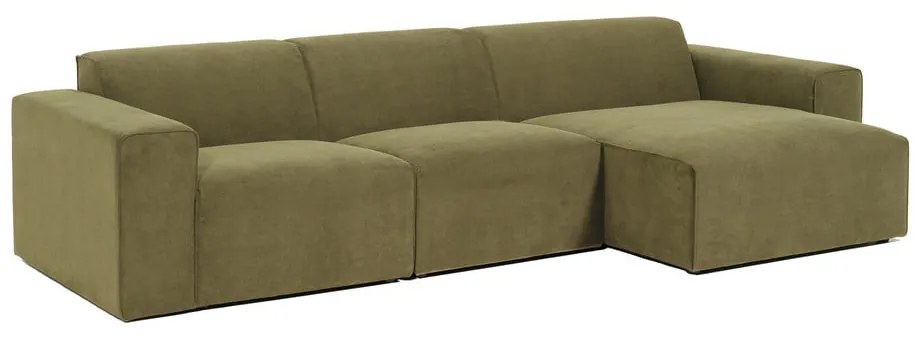 Ъглов диван от зелен велур (десен ъгъл) Sting - Scandic
