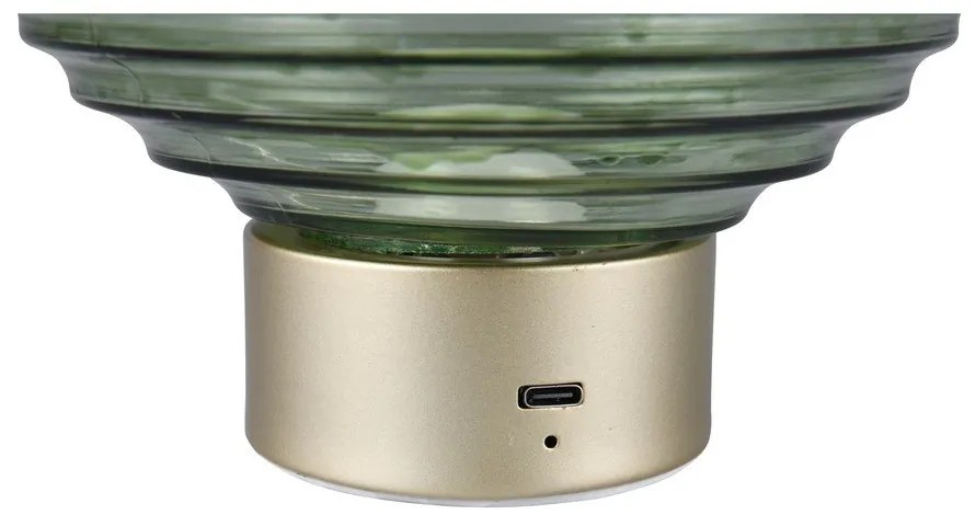 Димируема настолна LED лампа в зелено и златисто със стъклен абажур (височина 14,5 см) Earl - Reality