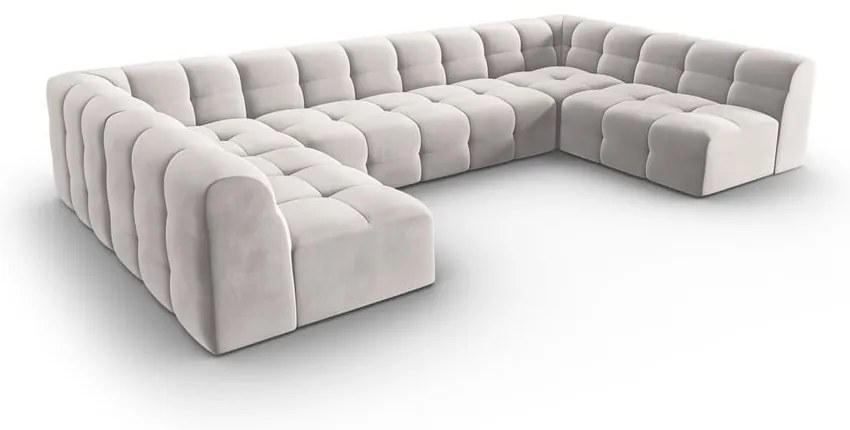 Ъглов диван от светлосиво кадифе (U-образен) Kendal - Micadoni Home