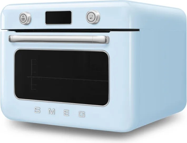 Мини фурна с комбинирана пара Smeg COF01PBEU, 1800 W, 10 функции, LCD дисплей, 40-230C, Пастелно синя