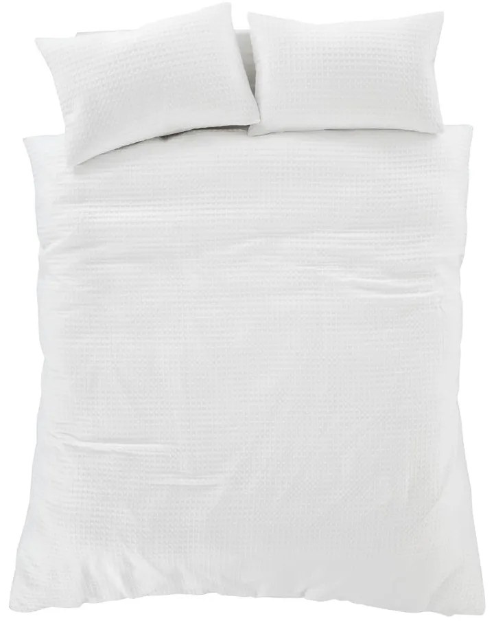 Бяло двойно удължено спално бельо 230x220 cm Muscat Waffle – Pineapple Elephant