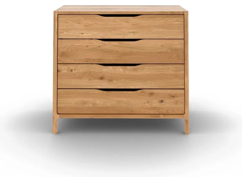 Нисък скрин от масивен дъб в естествен цвят 95x80 cm Twig – The Beds