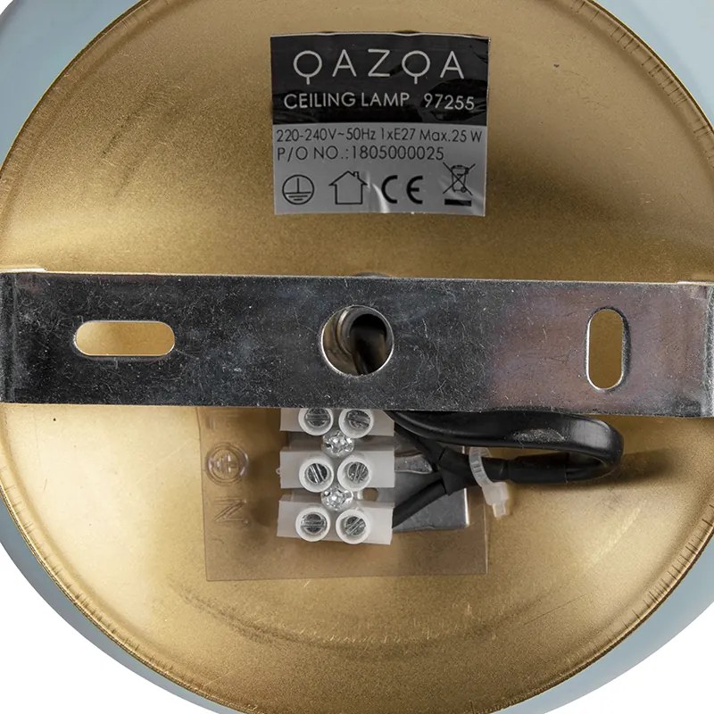 Таванна лампа в стил Арт Деко месинг с синьо стъкло - Pallon