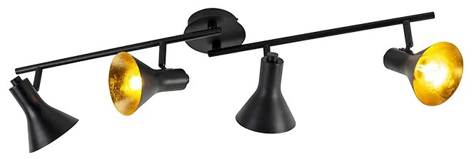 Модерен прожектор черен със злато 4-светлина - Magno