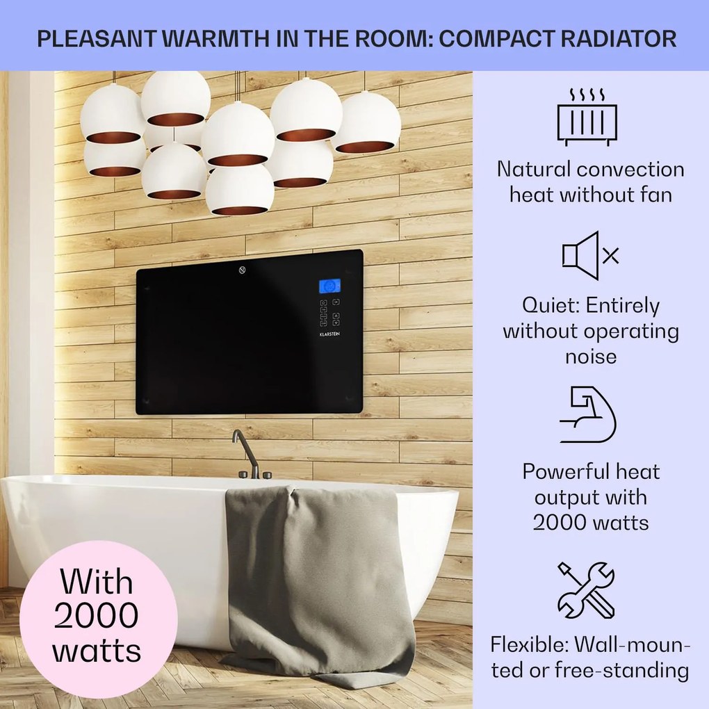 Klarstein Norderney, конвекционна печка, термостат, таймер, 2000 W, 30 m², черна