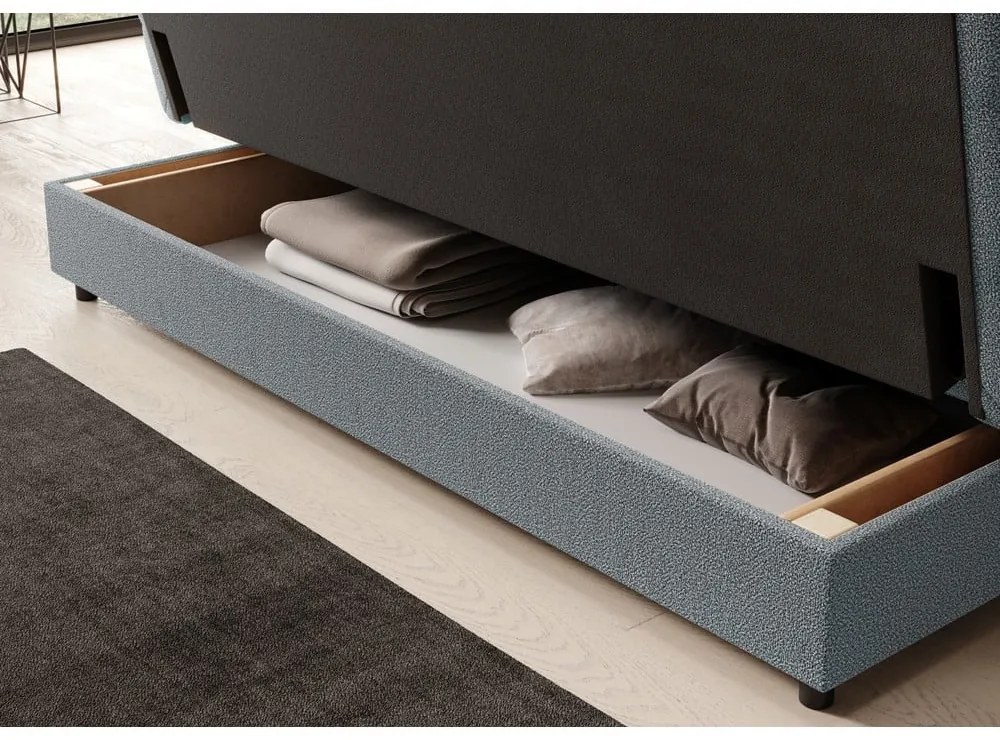 Сив сгъваем/с място за съхранение диван от прежда с примки от букле 197 cm Clareta – ELTAP