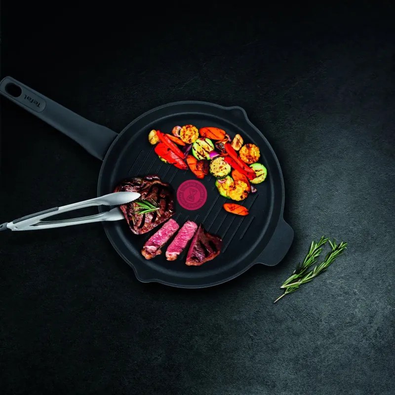 Грил тиган Tefal E2294074 GRILP 26 RND IC G6 UNLIMITED CA, 26 см, Thermo-Signal & Fusion, Без PFOA, Индукция, Черен