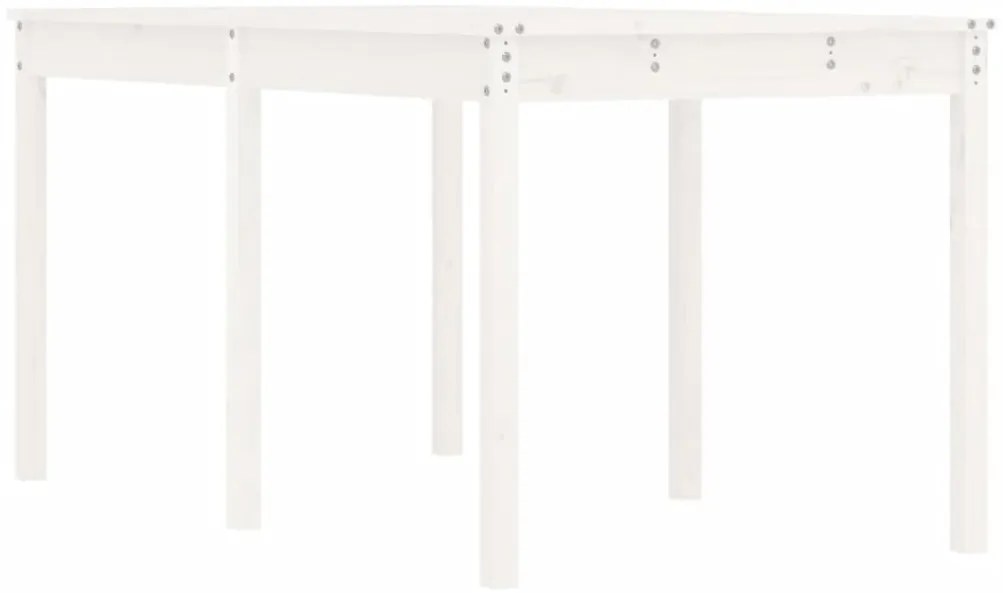 823977 vidaXL Градинска маса, бяла 159,5x82,5x76 см, борово дърво масив