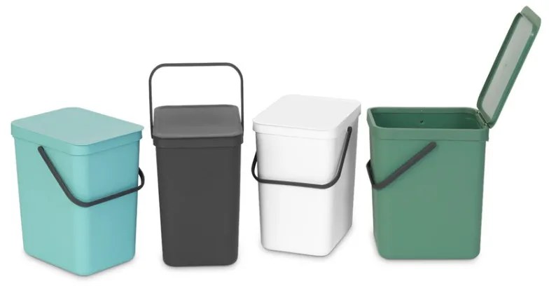 Кош за разделно събиране на боклук Brabantia Sort&Go 1003236, 25 л, Дръжка, Възможност за стенен монтаж, Тъмнозелен